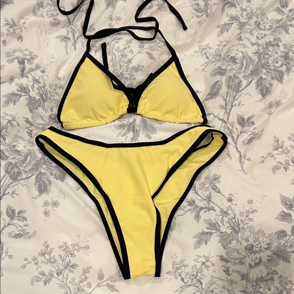 SHEIN Yellow Bikini with Black Accents